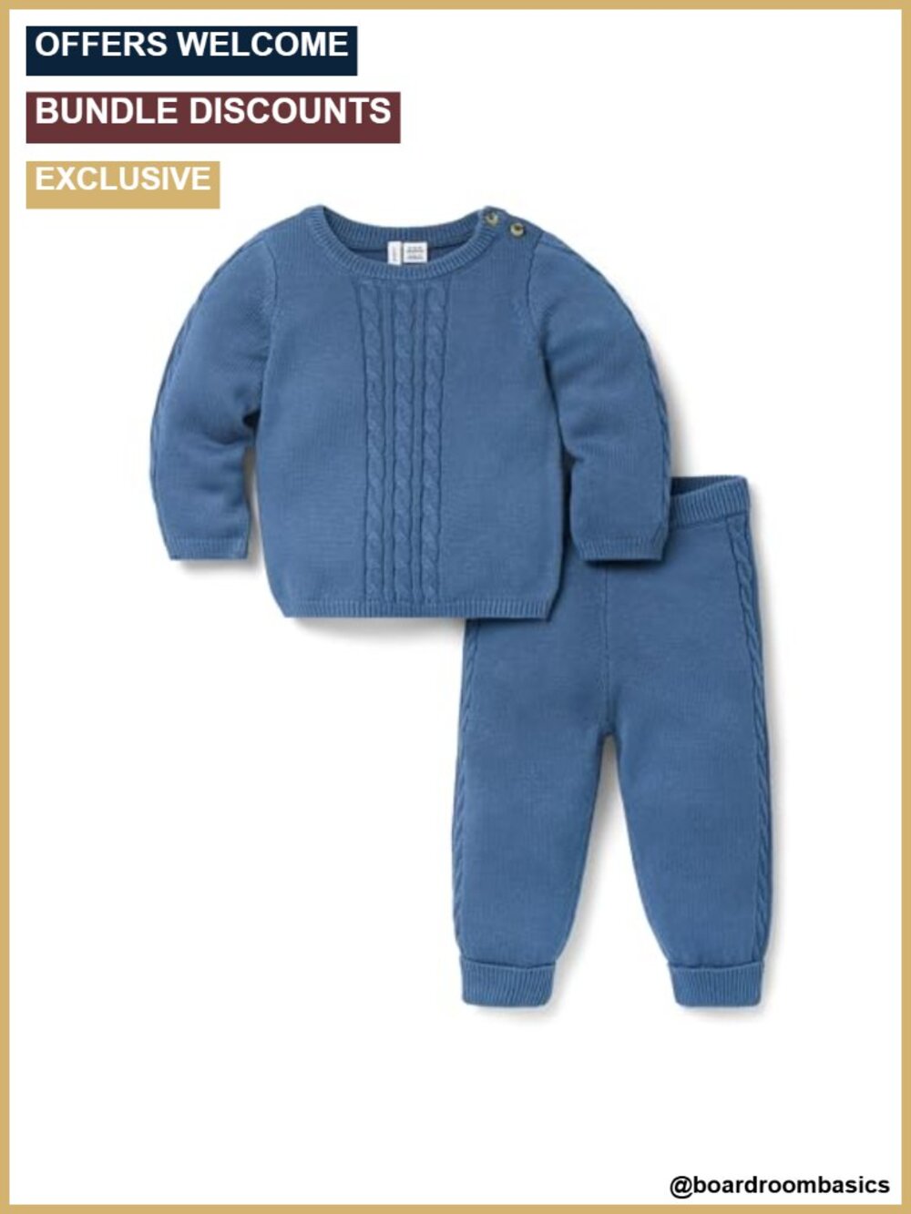 Cable Knit Matching Set Long Sleeve Sweater and Pants